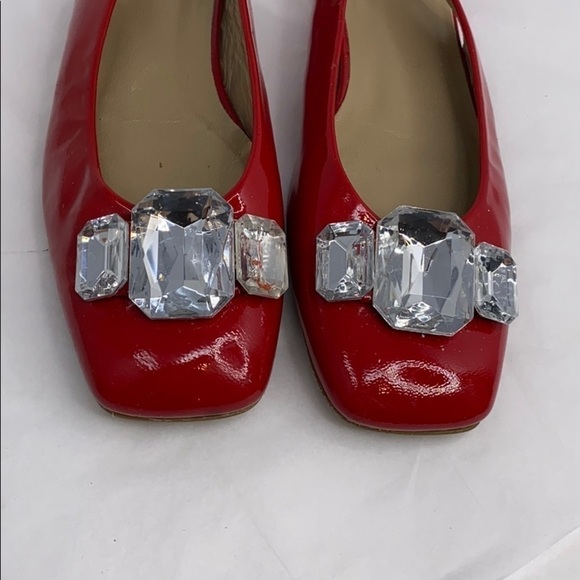 Stuart Weitzman Sz 6.5 Red Patent Leather Flats - Picture 5 of 12
